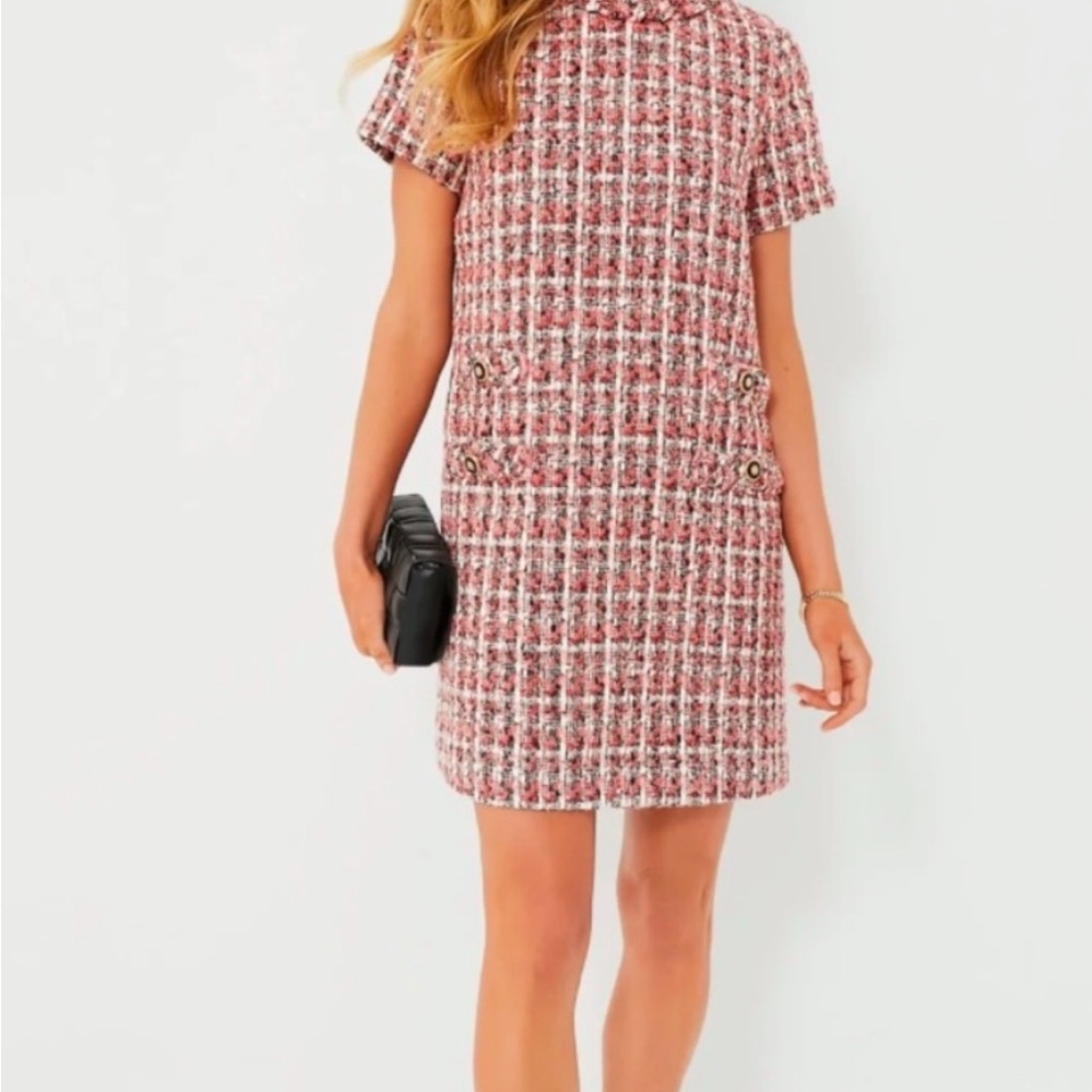 Tuckernuck Red and White Windowpane Tweed Jackie Dress